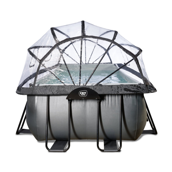 Exit Toys Pool Black Leather Medium with Filter Pump + Roof