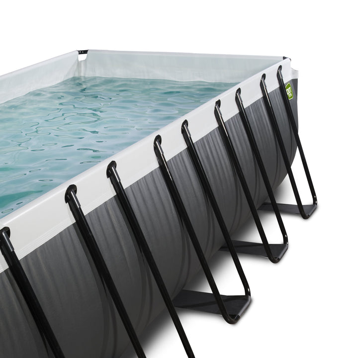 Exit Toys Pool Black Leather Medium with Filter Pump + Roof