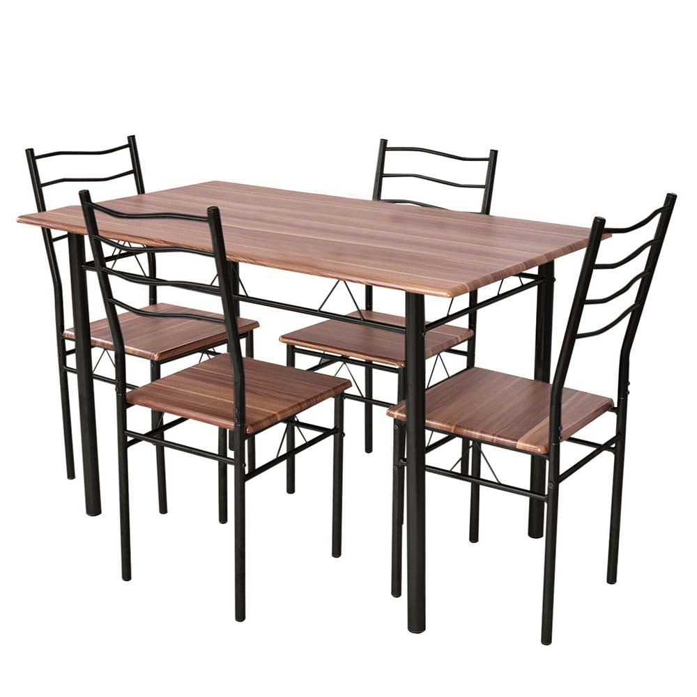 Spisebord med metalstel og 4 stole