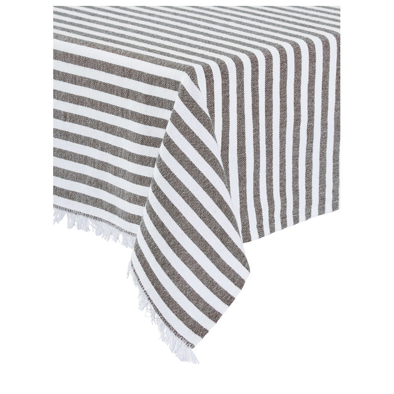 Svanefors Gaby bordsduk vit/brun 140×280 cm