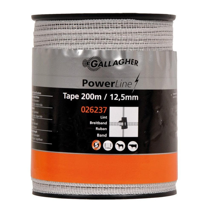 Gallagher Elstängsel band PowerLine Vit / 12.5mm x 200m SKU GAL-026237 EAN 9414701026237