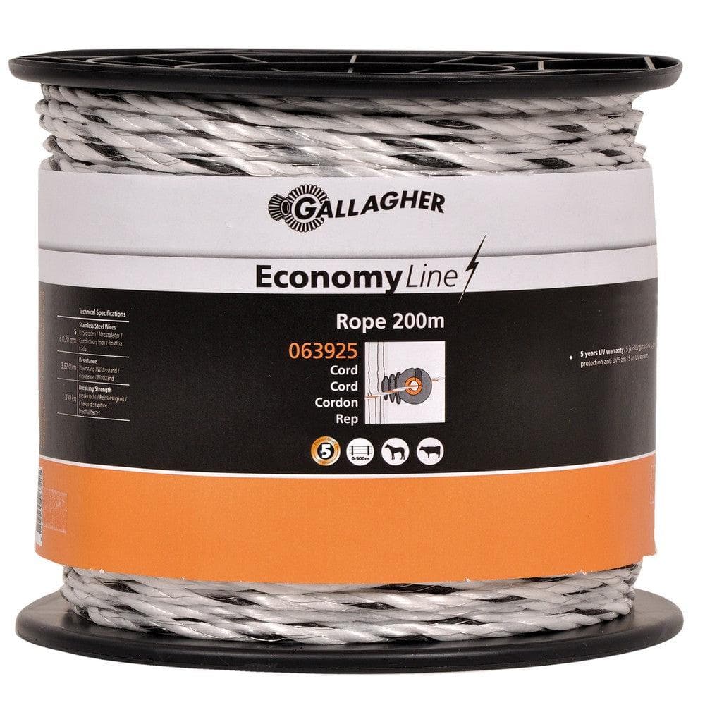 Gallagher Stängseltråd EconomyLine Rope Vit / 200m SKU GAL-063925 EAN 8713235063925