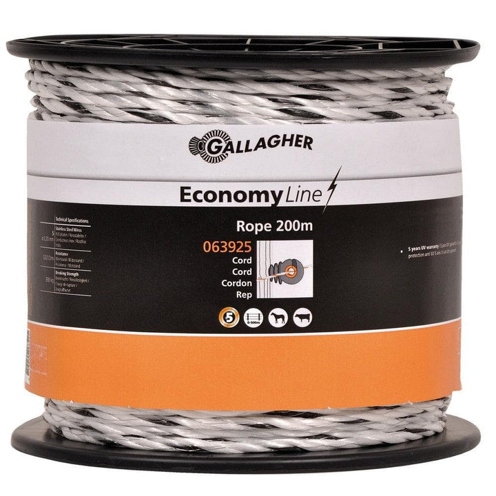 Gallagher Stängseltråd EconomyLine Rope Vit / 200m SKU GAL-063925 EAN 8713235063925