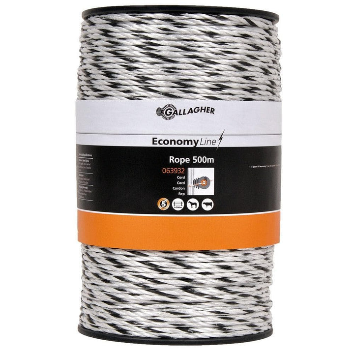 Gallagher Stängseltråd EconomyLine Rope Vit / 500m SKU GAL-063932 EAN 8713235063932