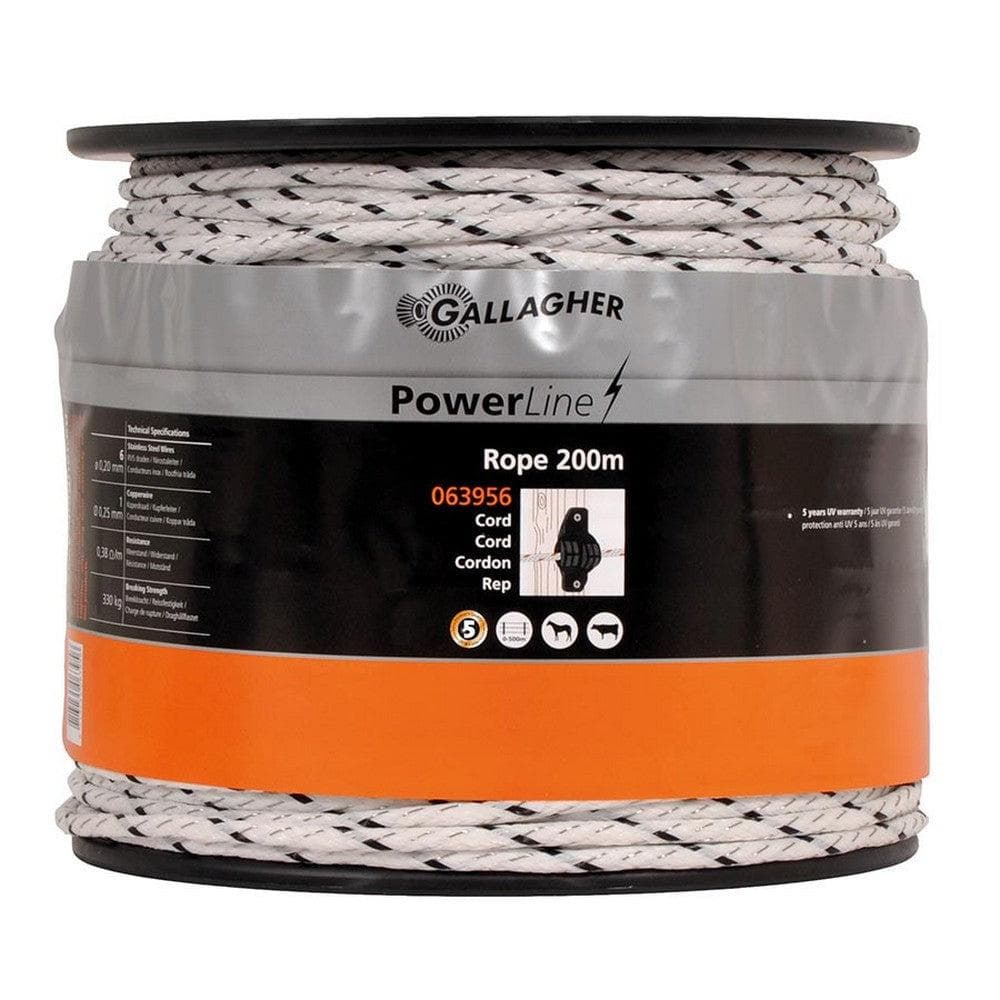 Gallagher Stängseltråd PowerLine Rope Vit / 200m SKU GAL-063956 EAN 8713235063956