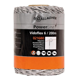 Gallagher Stängseltråd Vidoflex 6 PowerLine Vit / 200m SKU GAL-021680 EAN 8713235021680