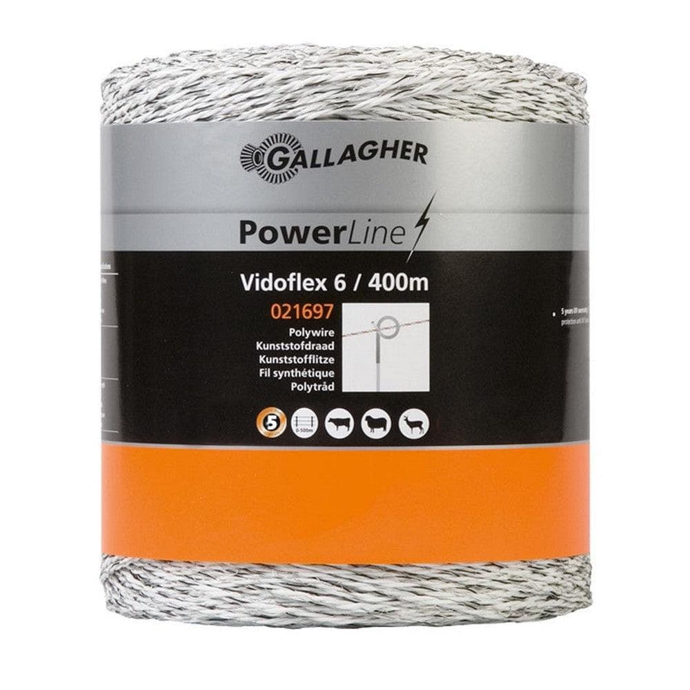 Gallagher Stängseltråd Vidoflex 6 PowerLine Vit / 400m SKU GAL-021697 EAN 8713235021697