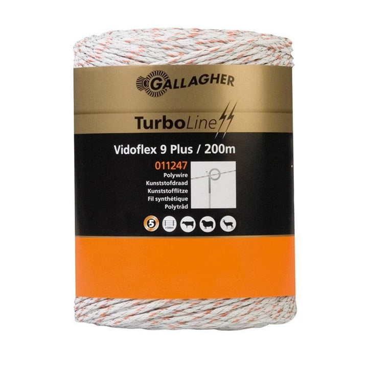 Gallagher Stängseltråd Vidoflex 9 TurboLine Plus Vit / 1x200m SKU CAE-011247 EAN 8713235011247