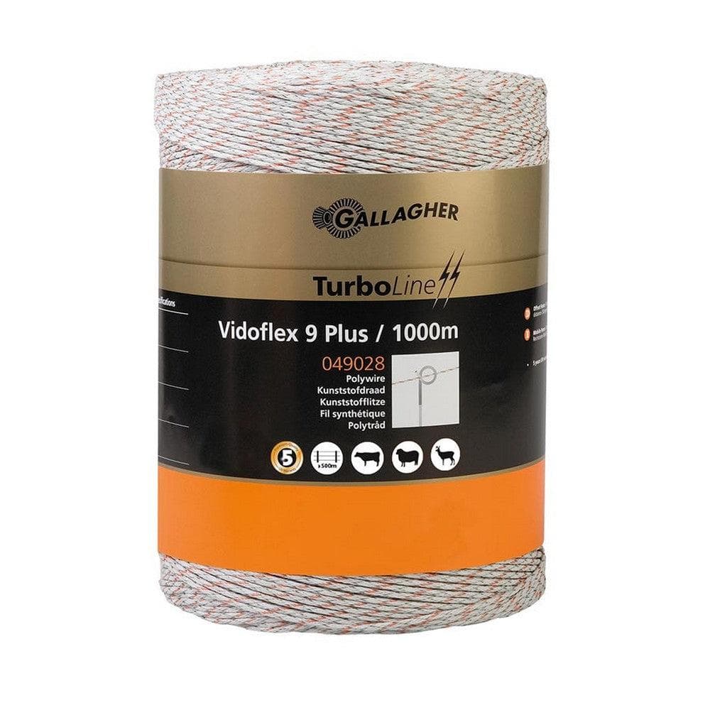 Gallagher Stängseltråd Vidoflex 9 TurboLine Plus Vit / 1x1000m SKU CAE-049028 EAN 8713235049028