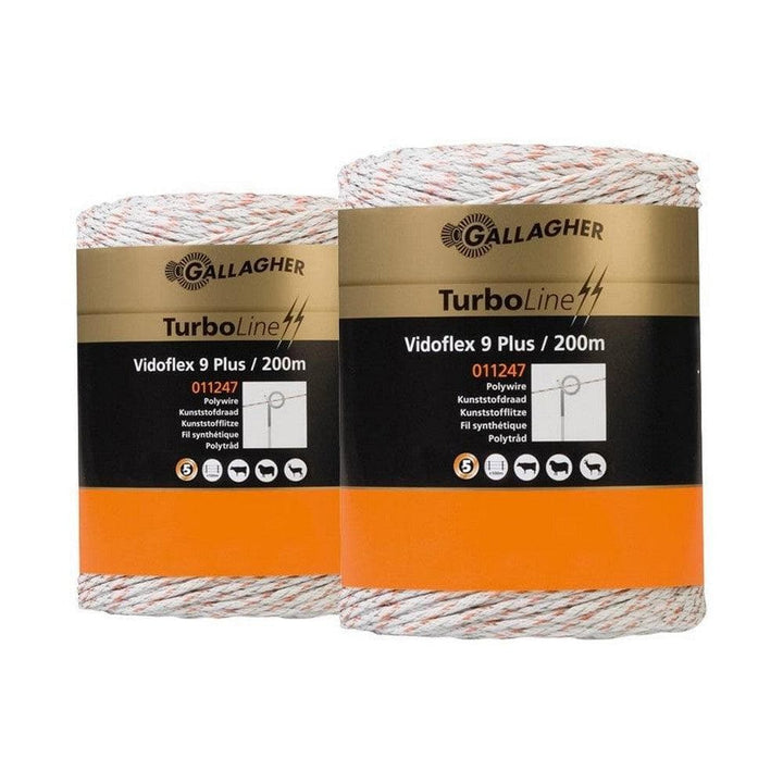 Gallagher Stängseltråd Vidoflex 9 TurboLine Plus Vit / 2x200m SKU CAE-069316 EAN 8713235069316