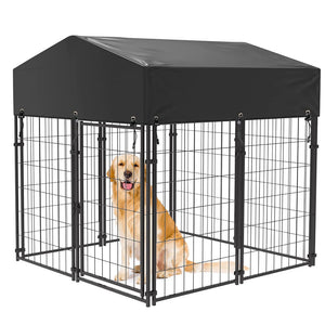 Kültéri fém kutyakennel UV álló szövettetővel-0