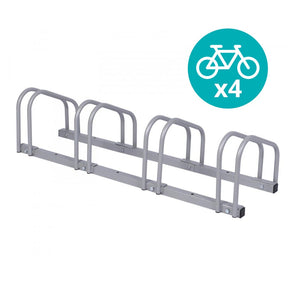 Vonkajší stojan na 4 bicykle, strieborný