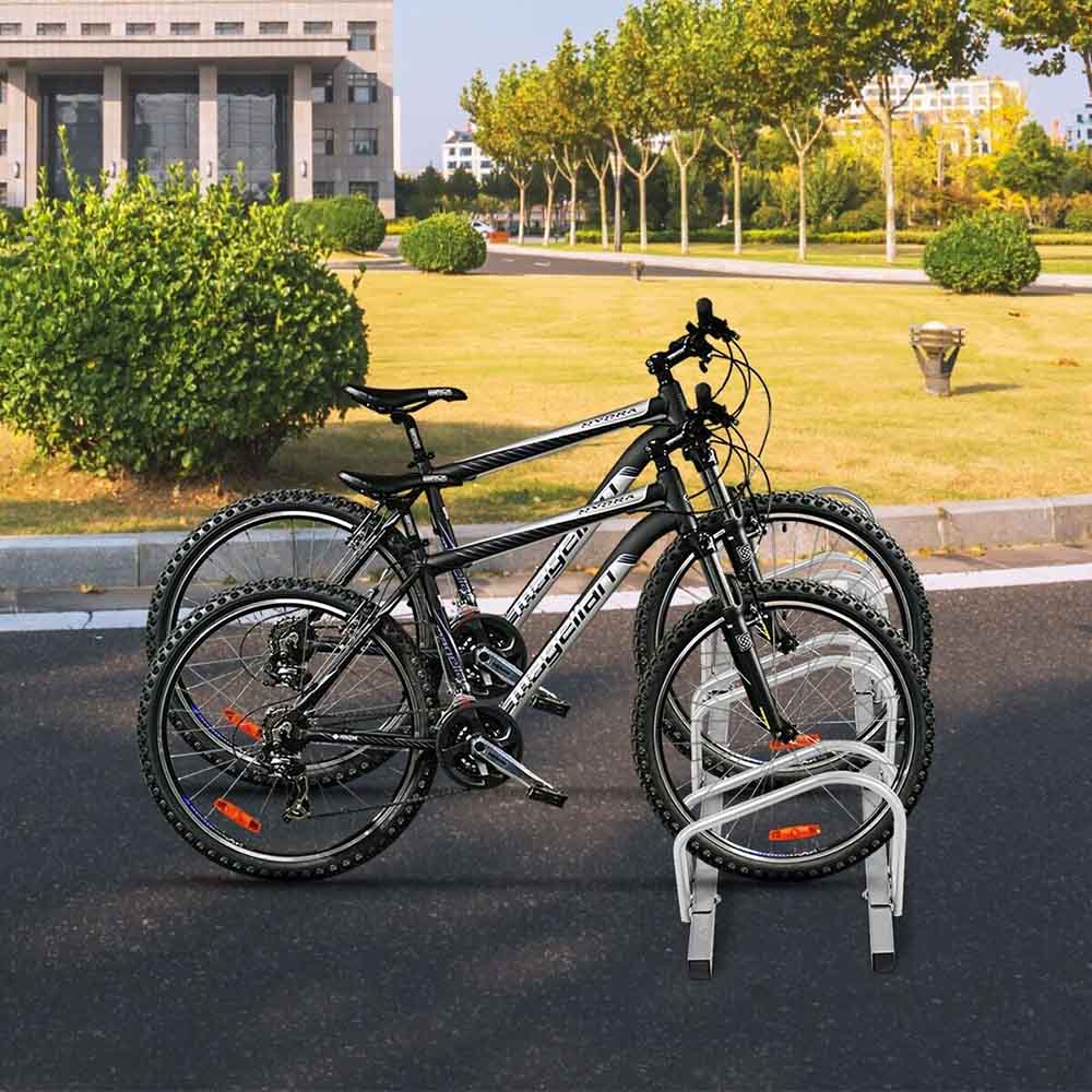 Vonkajší stojan na 4 bicykle, strieborný-1
