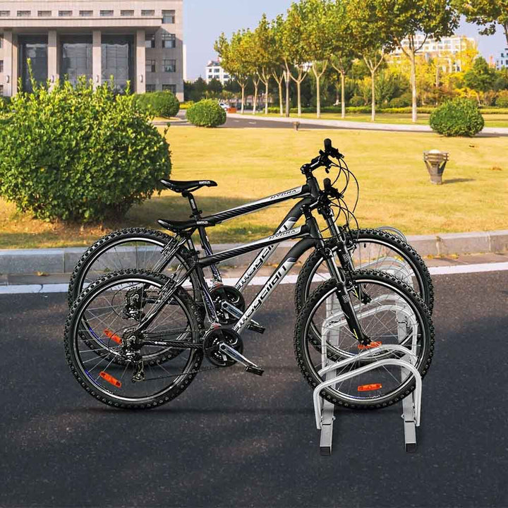 Vonkajší stojan na 4 bicykle, strieborný-1