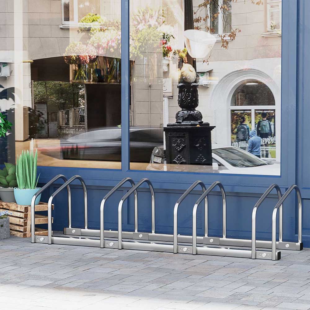 Vonkajší stojan na 4 bicykle, strieborný-2