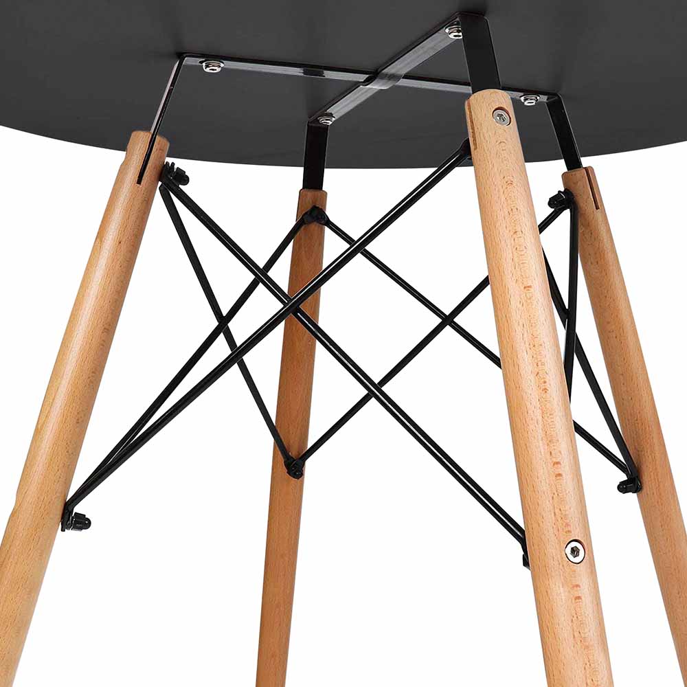 Matgrupp: 4 moderna stolar + bord – svart (bord Ø60,5 cm)