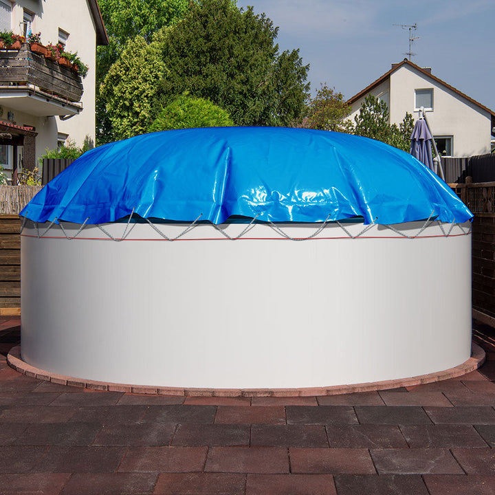 MTH Air Protect UNI uppblåsbart poolskydd rund blå med lina