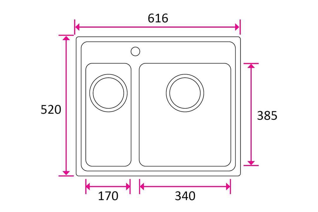 Stala ONE-T17-34 − ONE 1.5 bowl with faucet area
