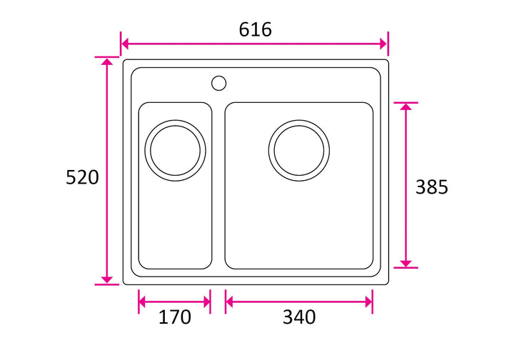 Stala ONE-T17-34 − ONE 1.5 bowl with faucet area