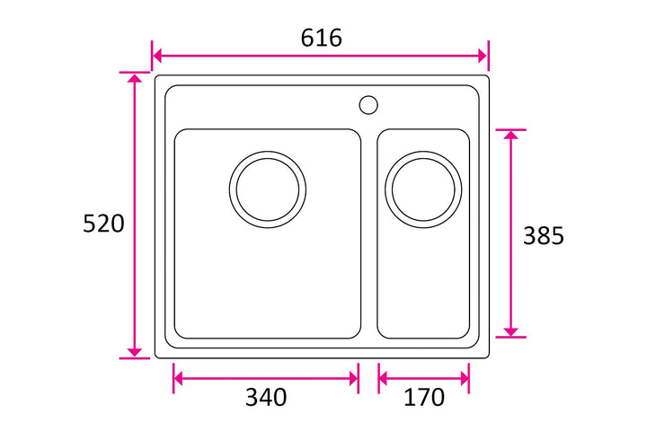 Stala ONE-T34-17 − ONE 1.5-bowl sink with tap landing