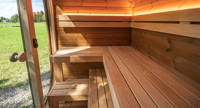 Outdoor sauna in Thermowood Holl&