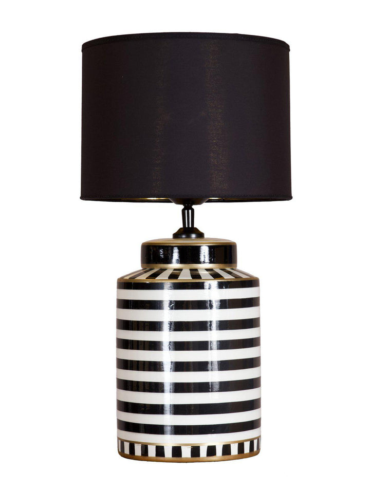 PR Home Gatsby lampfot svart/vit med svart lampskärm