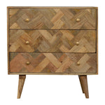 3 Drawer Zig-Zag Patterned Patchwork Chest-0