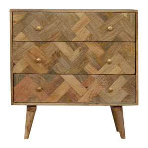 3 Drawer Zig-Zag Patterned Patchwork Chest-0