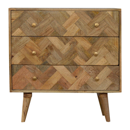 3 Drawer Zig-Zag Patterned Patchwork Chest-0