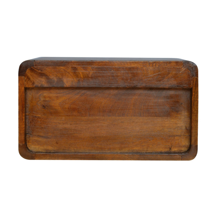 Curved Chestnut Wall Mounted Bedside with Ope