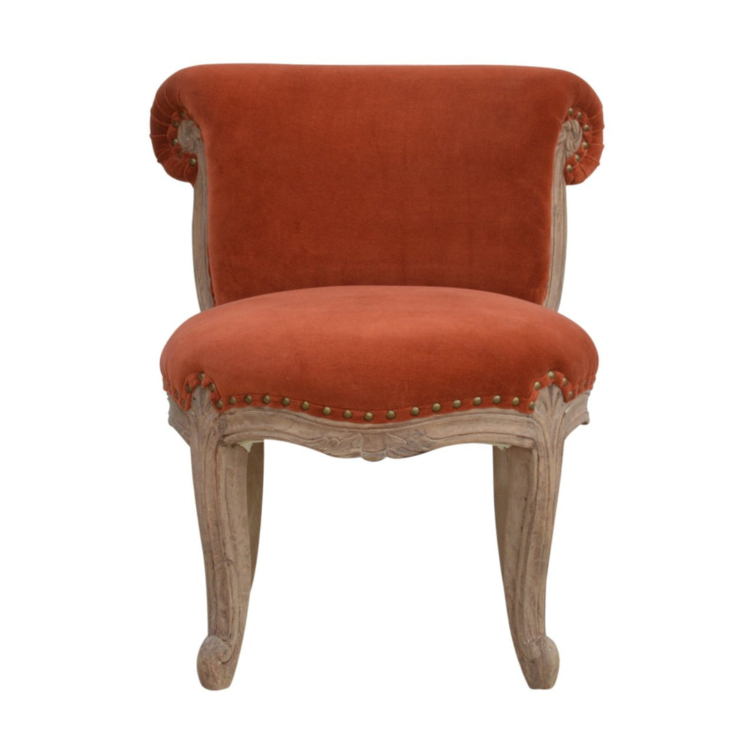 Brick Red Velvet Studded Chair-3