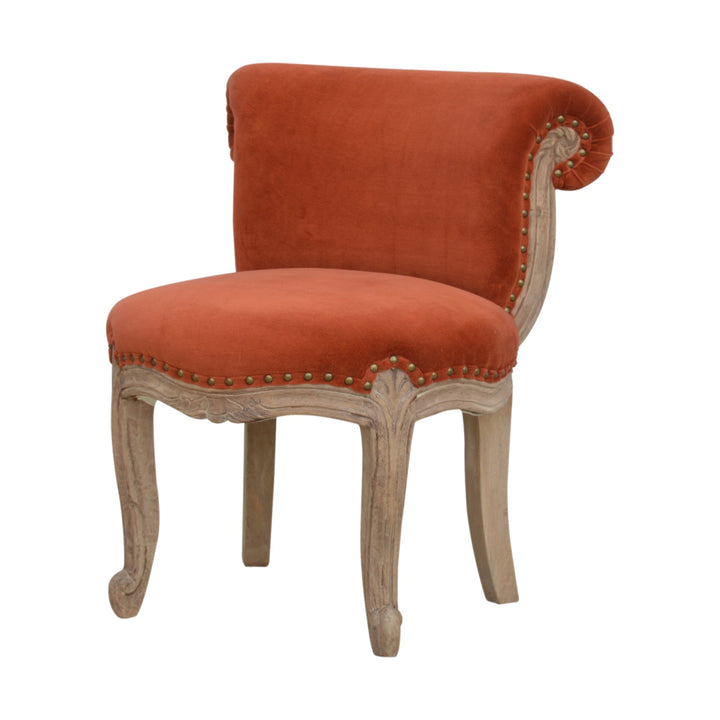 Brick Red Velvet Studded Chair-4