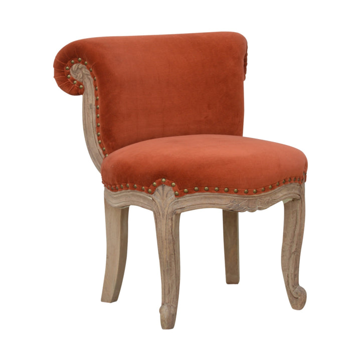 Brick Red Velvet Studded Chair-5