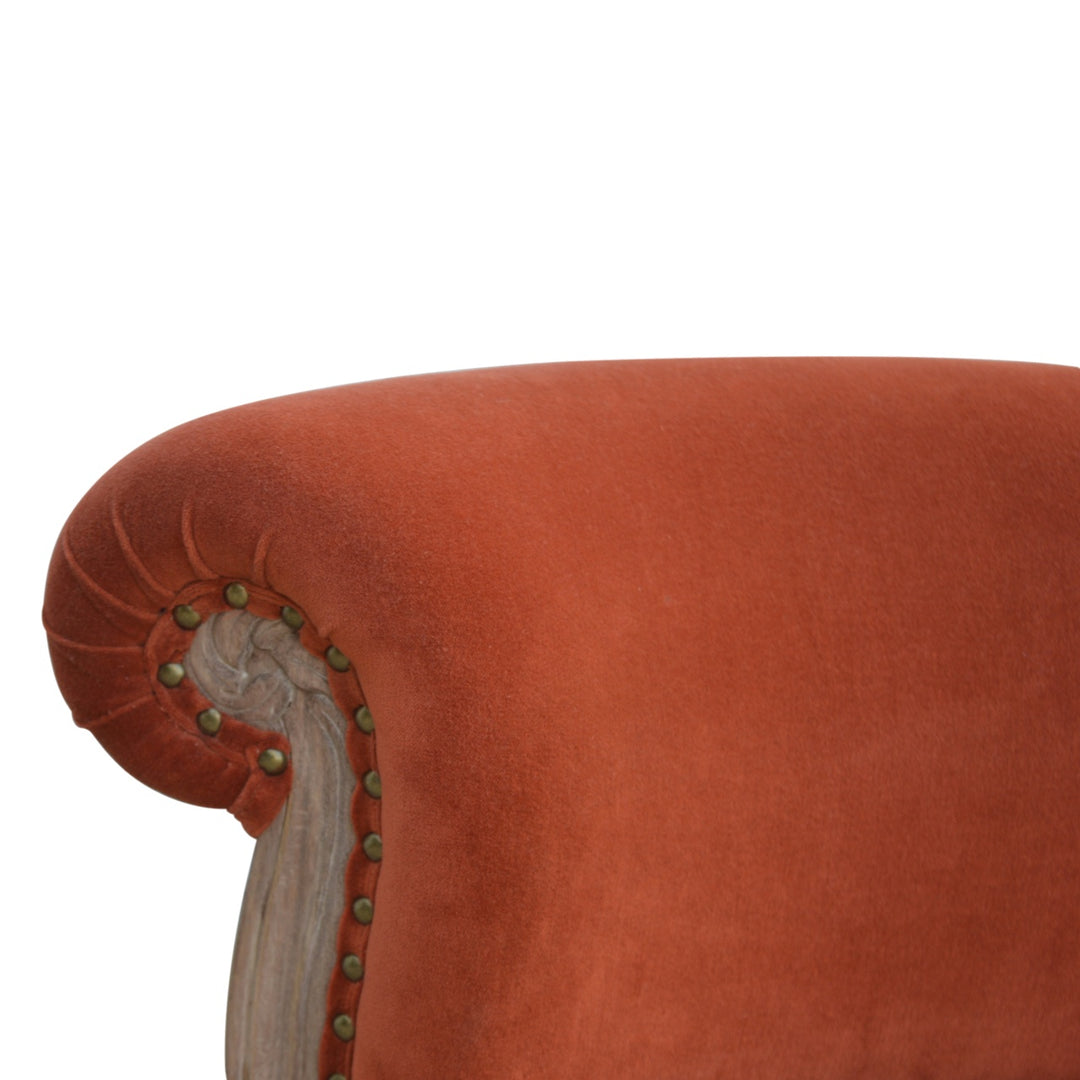 Brick Red Velvet Studded Chair-10