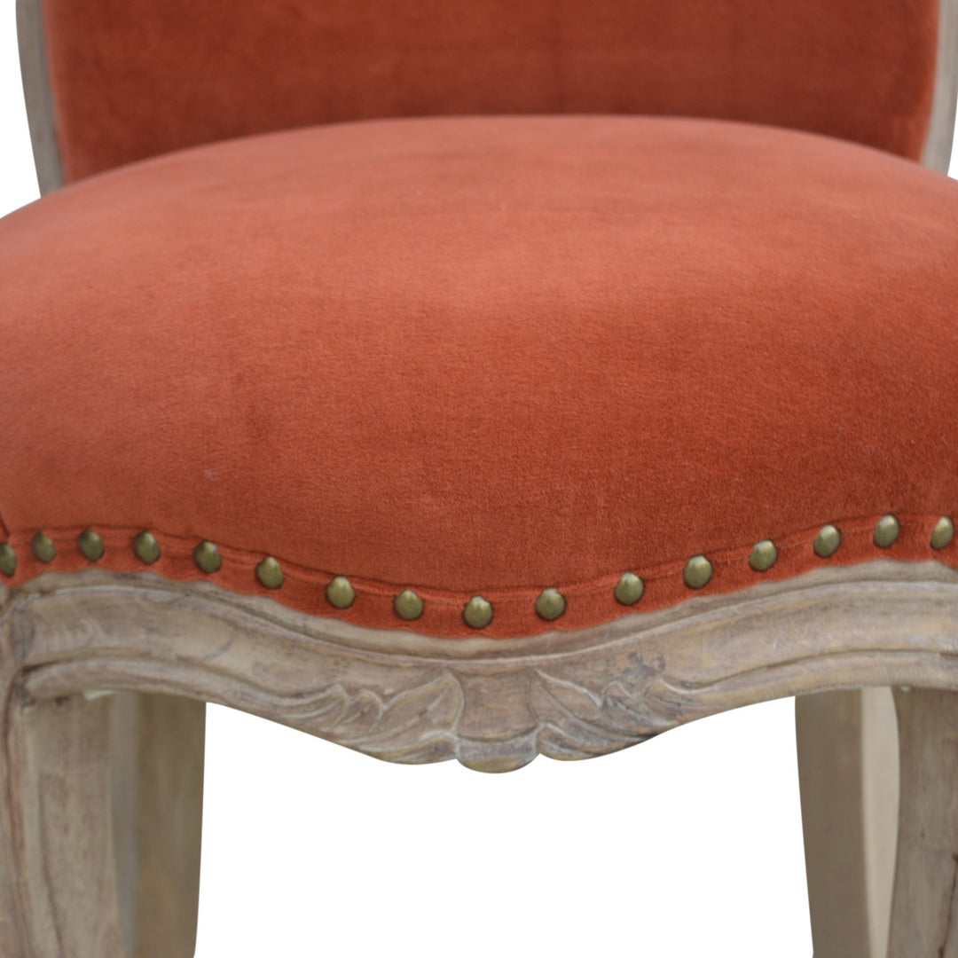 Brick Red Velvet Studded Chair-9