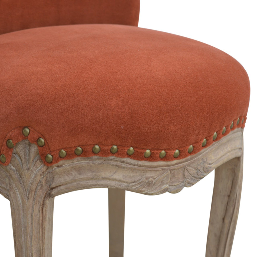 Brick Red Velvet Studded Chair-6