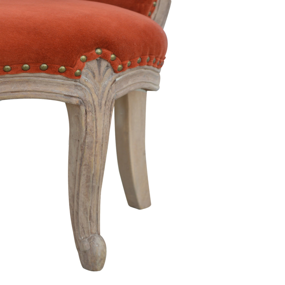 Brick Red Velvet Studded Chair-8