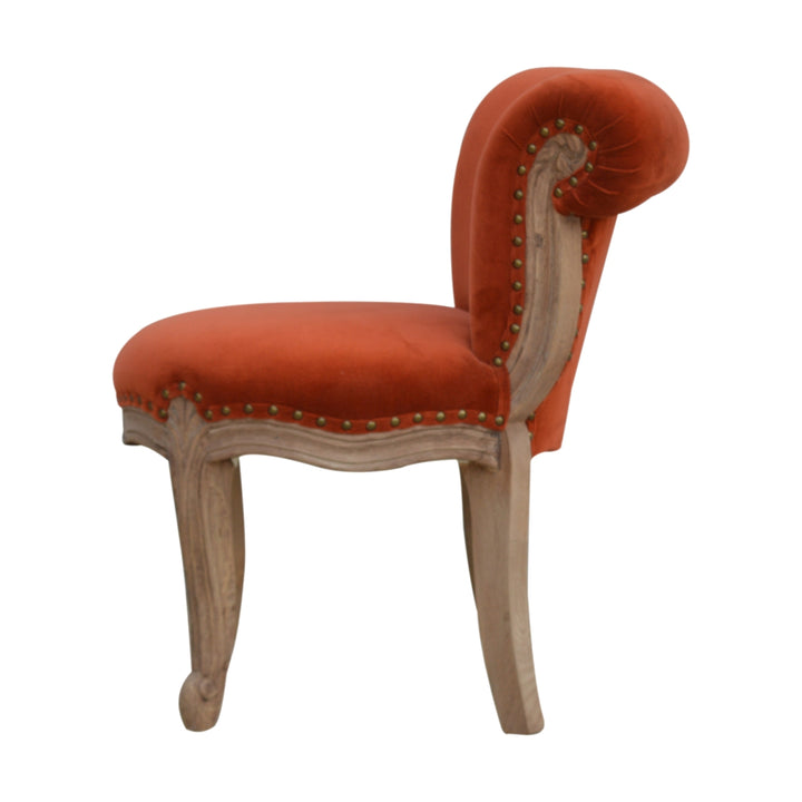 Brick Red Velvet Studded Chair-7