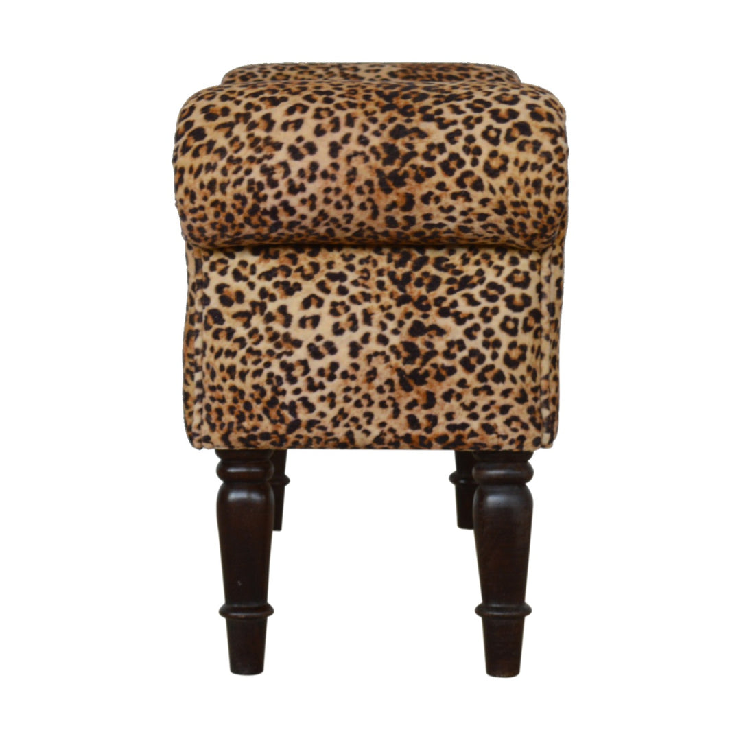 bulk Leopard Print Velvet Bench with Turned
