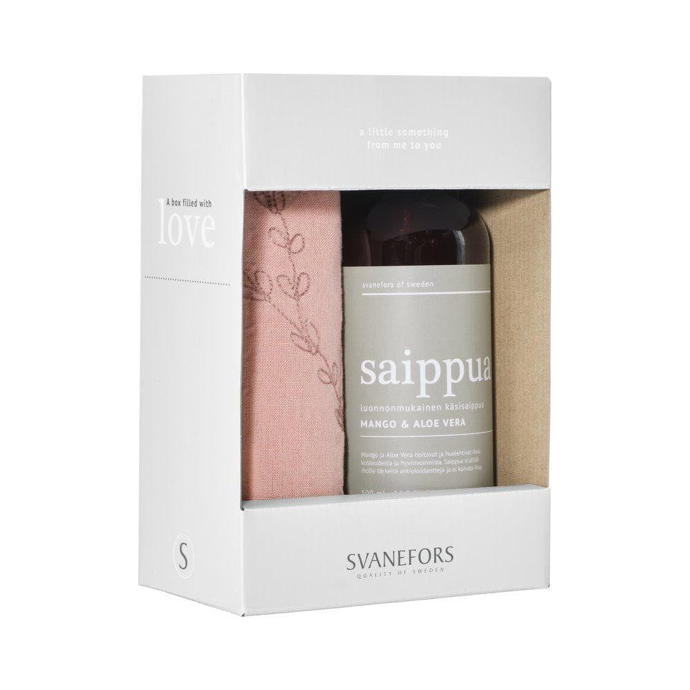 Svanefors Tvål & Handduk A box with Love Saippua & Amie Rose SKU SVA-1409-89-105 EAN 7332623414579