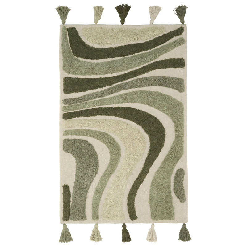 Svanefors Swirl bomullsmatta mossa 90×130 cm