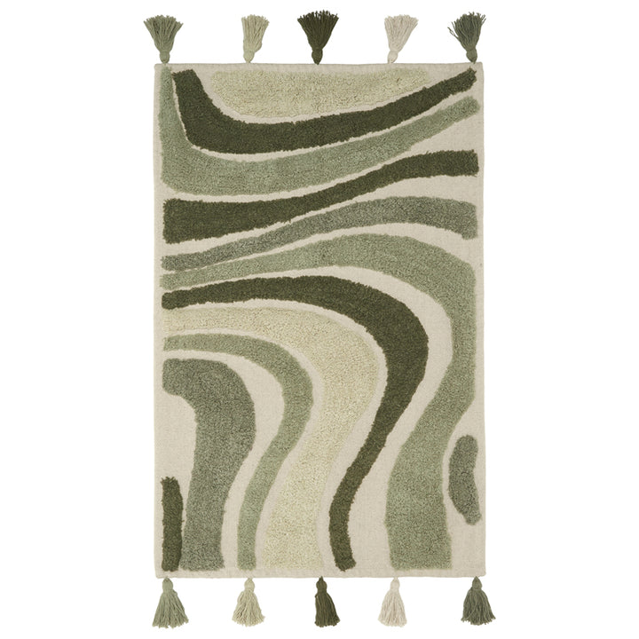 Svanefors Swirl bomullsmatta mossa 90×130 cm