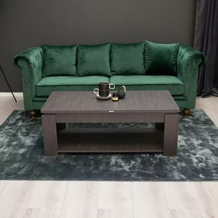 Venture Home Velvet 3-sitssoffa grön sammet – miljöbild