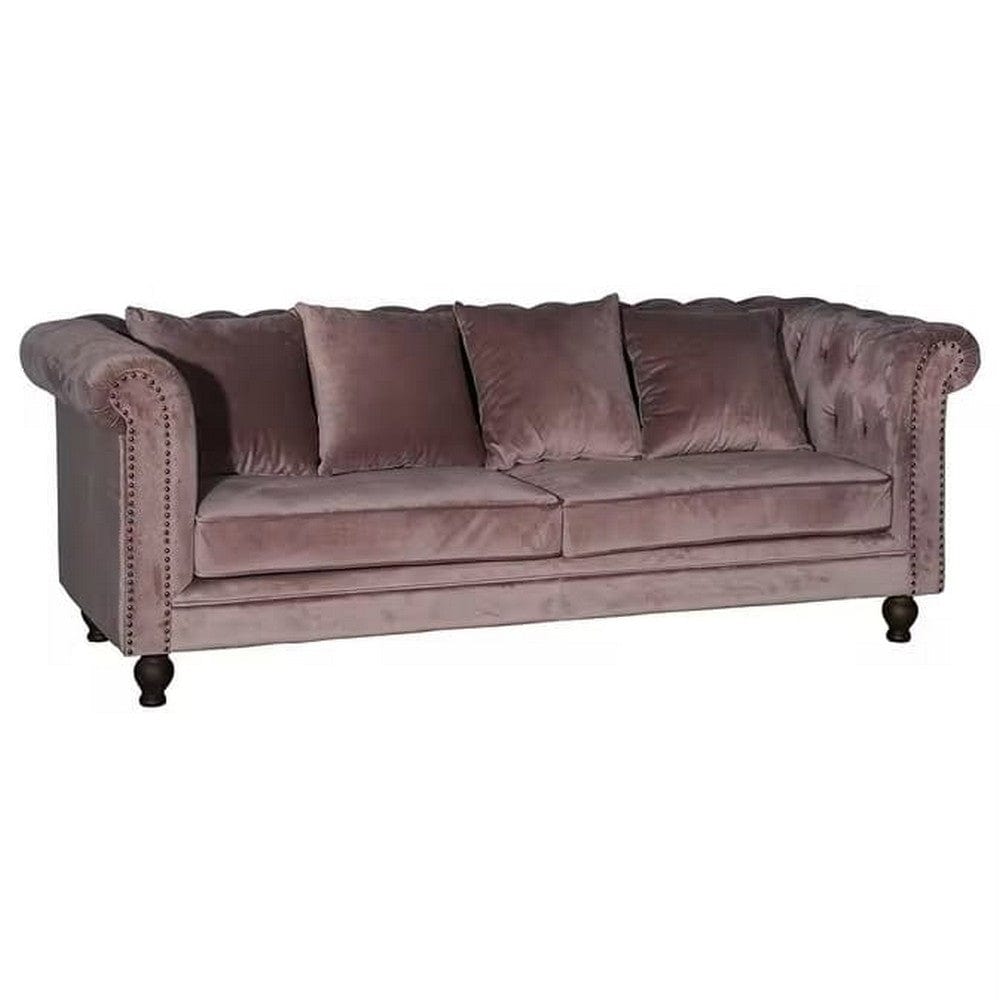 Venture Home Velvet 3-sitssoffa rosa sammet – snett framifrån