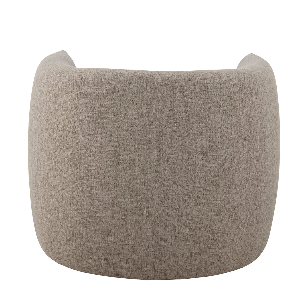 Bacio loungefåtölj i beige återvunnen polyester sedd bakifrån med rundad rygg