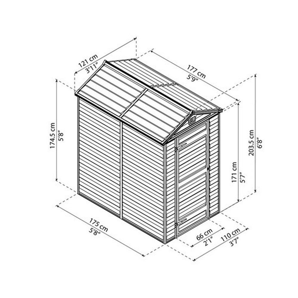 Canopia Skjul Skyllight Pent 2,1 kvm SKU NSH-540-150 EAN 7290108139761