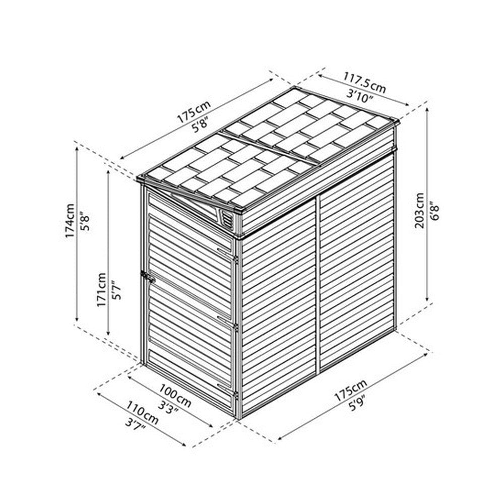 Canopia Skjul Skyllight Pent med Snedtak 2,1 kvm SKU NSH-540-149 EAN 7290108139778