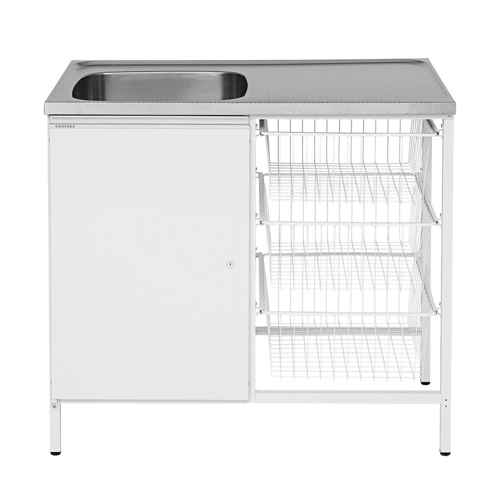 Contura Steel Tvättbänk CAB 10 Vit Tvättlåda vänster utan kranhål SKU CON-401080 EAN