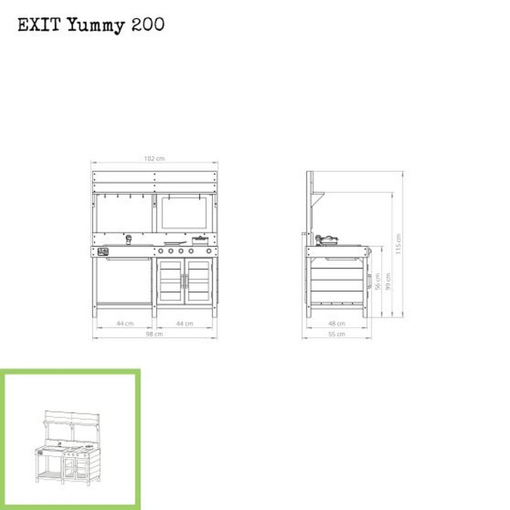 Exit Toys Leksakskök Yummy 200 Trä / Naturfärgad SKU EXI-51.10.20.00 EAN 8719874706285