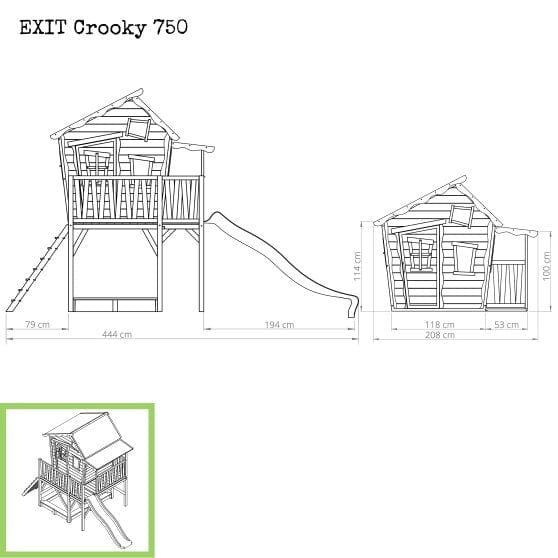 Exit Toys Lekstuga Crooky 750 Trä / Gråbeige SKU EXI-50.48.00.00 EAN 8717703021394